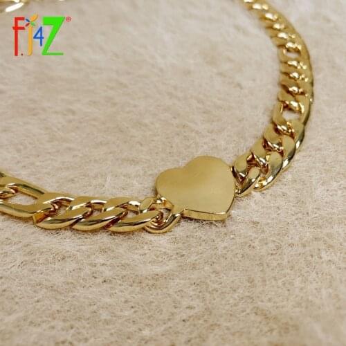 F.J4Z Hot Woman Chunky Pendant Necklace Trend Thick Curb Chain Heart Pendant False Collar Necklace Jewelry Gifts Dropship