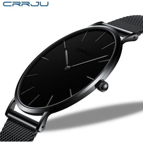 CRRJU Mens Watches Luxury Mesh Steel Watch for Men Waterproof Quartz Sport Watch Fashion Casual Male Clock 2021 Relojes
