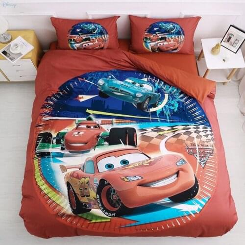 Lightning McQueen 95 Disney Cars Bedding Set Twin Full Queen Size Duvet Cover Bed Sheet Pillowcase Children Kids Home Decoration