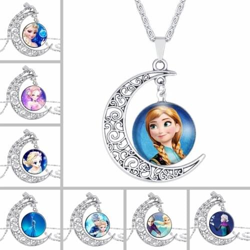Disney 8 Models Cartoon Children Necklace Bow Doll Accessories Girl Birthday Gift Cosmetic Sweater Jewelry Diy Arts and Crafts