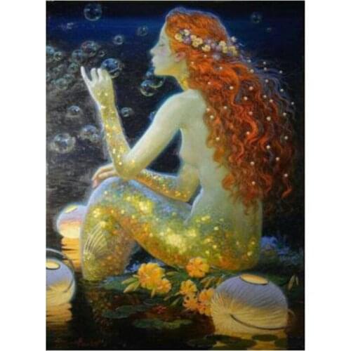 DIY Full Round/square Diamond Embroidery Mermaid 5D Diamond Painting Rhinestone Cross Stitch Kit Home Decoration Crafts WG2488