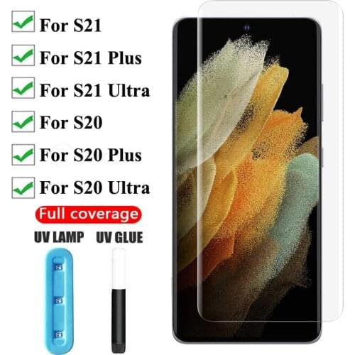 For Samsung Galaxy S21 S20 + Screen Protector UV Liquid Curved Full Glue Tempered Glass For Galaxy S21 S20 Plus Ultra 9H UV Film