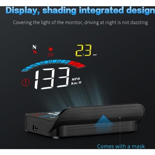 BigBigRoad GPS Speedometer Head Up Display HUD Gauges Windsheild Projector With Hood Fatigue Driving Reminder Car Electronics