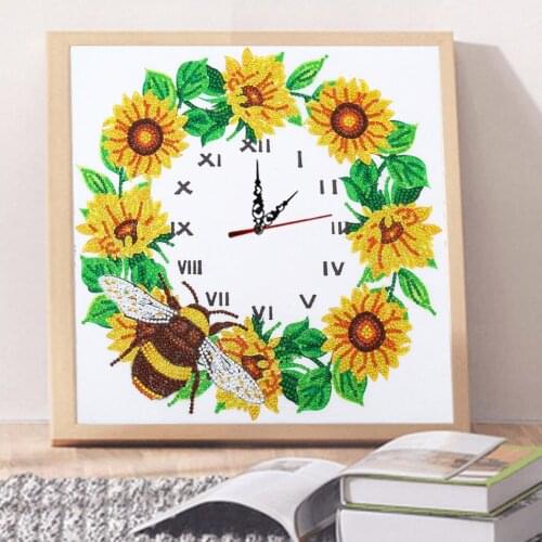 Flower Bee 5D Special Shape Diamond Real Watch Clock Diamond Painting