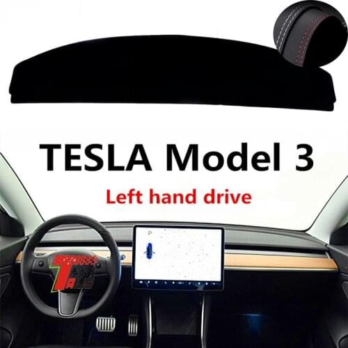 TAIJS Factory Anti Cracking Protective Classic Leather Car Dashboard Cover For TESLA Model 3 Left hand drive