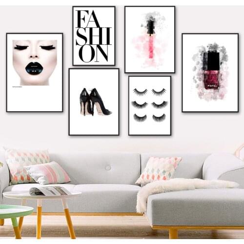 Girl High Heels Perfume Eyelashes Quote Wall Art Canvas Painting Nordic Posters And Prints Wall Pictures For Living Room Decor