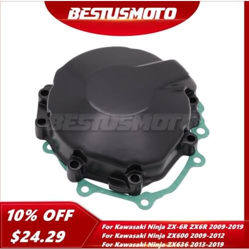 Motorcycle Left Engine Stator Cover Crankcase w/ Gasket For Kawasaki Ninja ZX-6R ZX6R 2009-2019 2013 2014 2015 2016 2017 2018