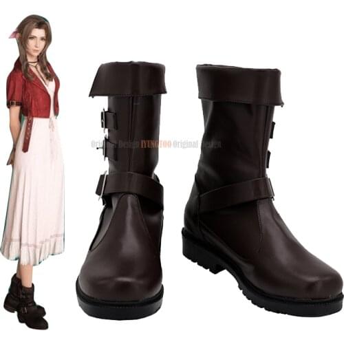 Aerith Gainsborough Shoes Cosplay Final Fantasy VII Remake Aerith Cosplay Boots Brown Shoes Custom Made