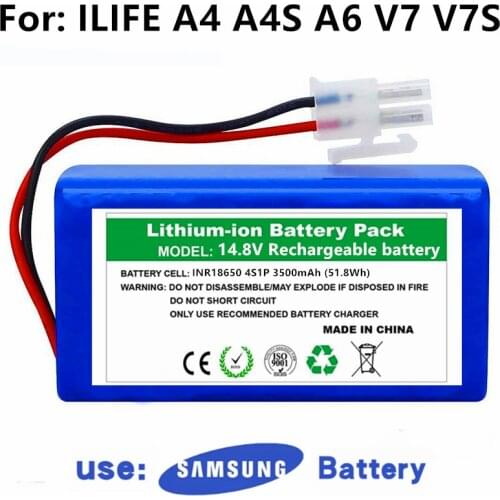 Genuine 14.8V 2600mah 3500Mah Lithium Battery For ILIFE A4 A4s V7 A6 V7s Plus Robot Vacuum Cleaner ILife 4S 1P Full Capacity