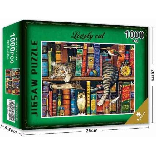 Sleepy Cat 1000 Piece Jigsaw Puzzle for Adults Kids Learning Educational Puzzles