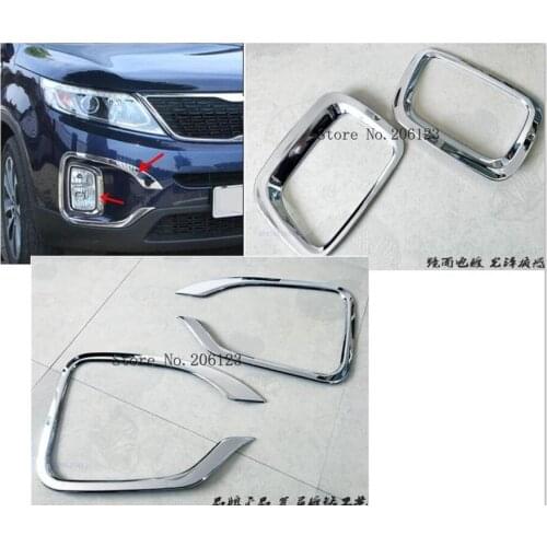 Car front fog light lamp detector frame stick styling ABS Chrome cover trim hoods parts molding parts for Kia Sorento 2013 2014