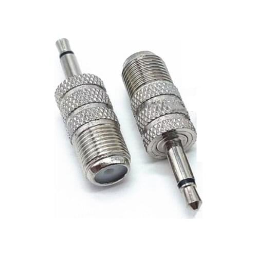 F Female To 3.5mm 1/8" inch Male Plug Connector Mono Straight Coaxial Audio Adapter Converter