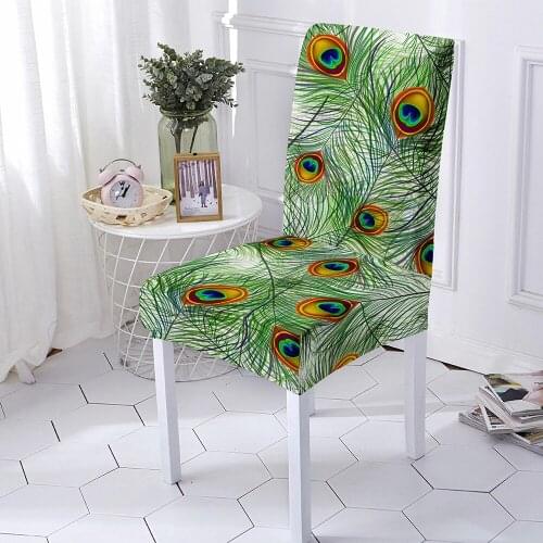 Feather Elastic Chair Covers Spandex Dining Room Stretch Seat Cover Chair Protective Case for Restaurant Universal Size