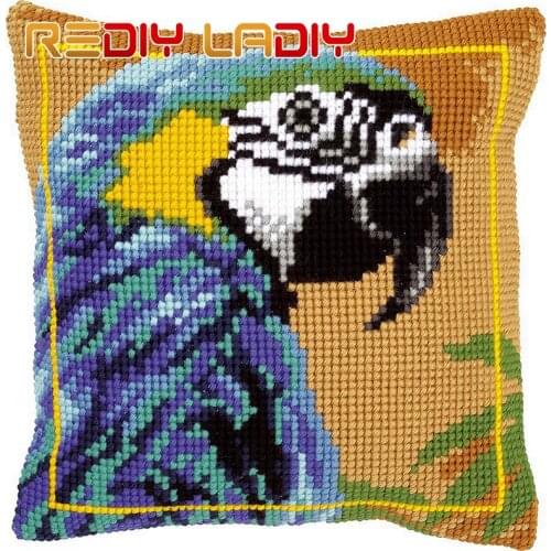 Cross Stitch Cushion Parrots Love Sofa Pillows Chunky Cross-Stitch Kits Acrylic Yarn Needlepoint Pillow Case Hobby & Crafts