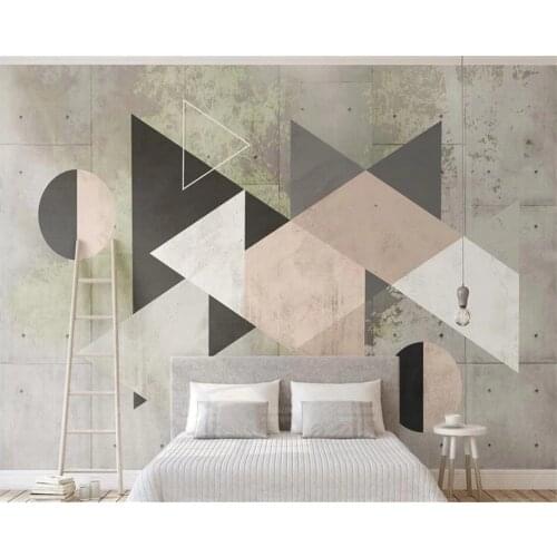 Beibehang Custom wallpaper 3d mural retro geometric triangle color block stitching nordic minimalist tv background wall обои 3d