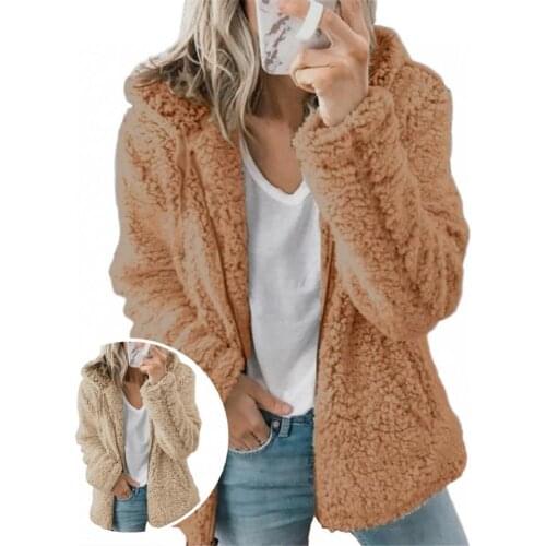 Fluffy Coat Plus Size Skin-friendly Warm Hooded Solid Color Warm Jacket Coat Winter Coat for Home