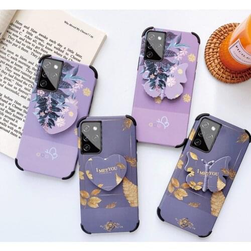 For Samsung A32 A52 A72 S21 Fashion Flowers Silicon Soft Cases for samsung a42 a12 s21 note 20 ultra butterfly Holder Back Cover