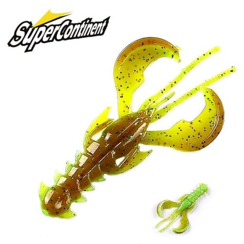 Supercontinent Crazy Lures 65mm/10pcs 40mm/20pcs Soft Lure Fishing Lures shrimp Lobster Soft Plastic Lure Fishing Lures