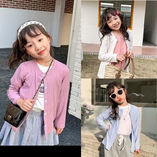 Baby Girls Sweaters Autumn Cotton Casual Children Clothing For Girls Solid Knitted Long Cardigan Sweater Children LZ394