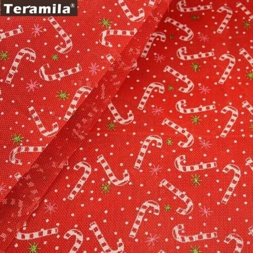 Teramila Composite Fabric 50cmx150cm/piece Red Christmas Crutch Design For Bags Carfts Gifts Stocking Decroations Home Textile