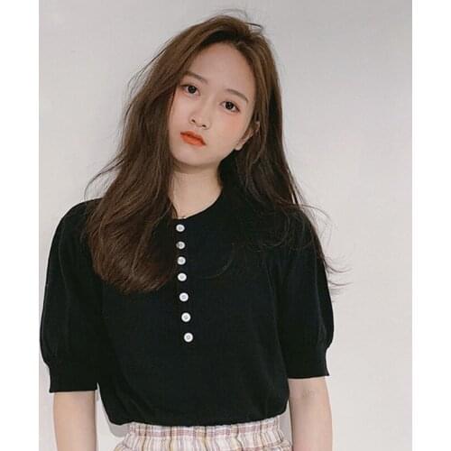 Puff Sleeve Tee Womens T-shirts Fashion Casual Solid Tshirt Short Sleeve Round Collar Tops Female Clothing