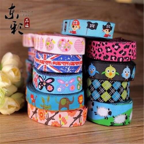 10yards*W 17mm/20mm Woven Jacquard Cartoon Ribbon Webbing Handmade DIY Sewing Supplies Pet Dog Collar Accessories