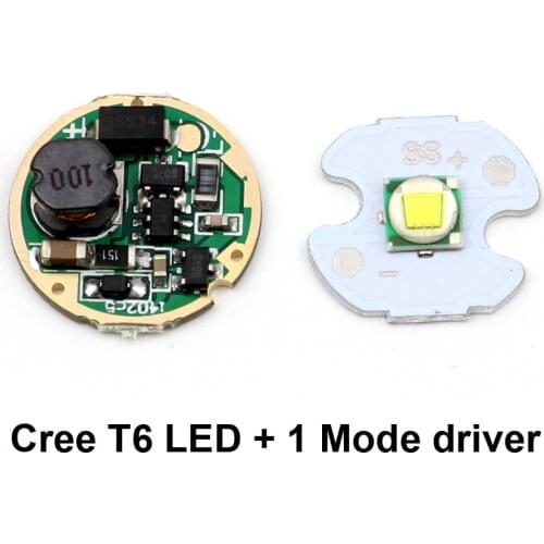 16mm XML T6 LED Bead Chip bulb and 17mm 1 Mode 3-18V driver / 3.7-4.2V 5 Modes Circuit Board for flashlight lantern light
