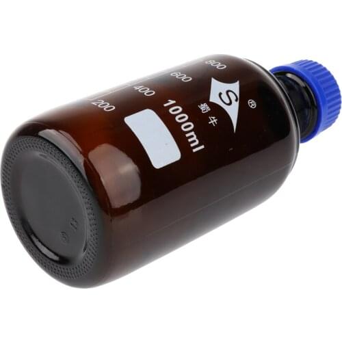 3 Pcs Graduated Round Glass Reagent Bottle with Scale Line Screw Cap 1000mL