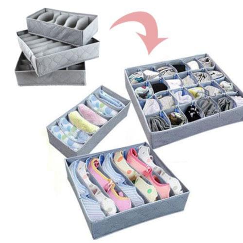 3pcs/set Underwear Storage Box Foldable Drawer Organizers Storage Box Case For Bra Ties Underwear Socks Scarf Drawer Organizers