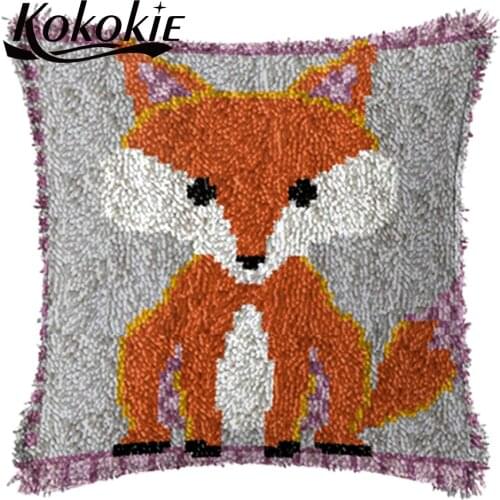 3d carpet mat set Latch Hook fox cushion Needlework Unfinished Crocheting Rug Kits Yarn cross stitch kits Embroidery Pillowcase