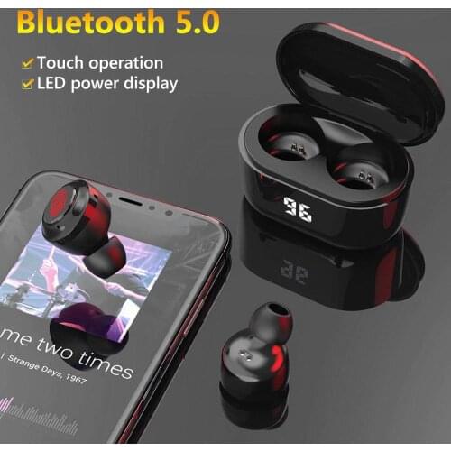 50pcs wholesale A6 TWS Mini Wireless Bluetooth 5.0 HiFi Stereo Earphones with Digital Charge Box Wireless Earphone