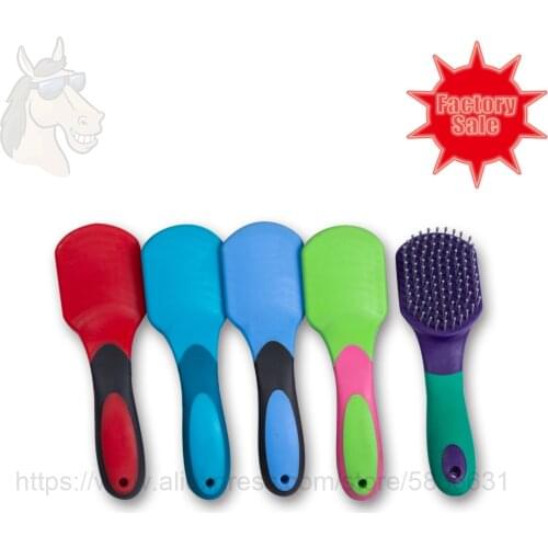 54 3031 Horse Mane & Tail Brush Square Head Soft Rubber Grip 24*7cm Needle Bristles Horse Grooming Brush Factory Detangler Brush