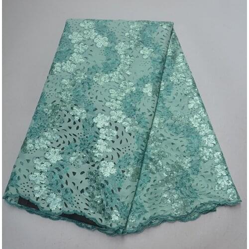 African french net lace fabric 2019 embroidered organza tulle mesh sequins lace high quality Nigerian laser cut wedding lace