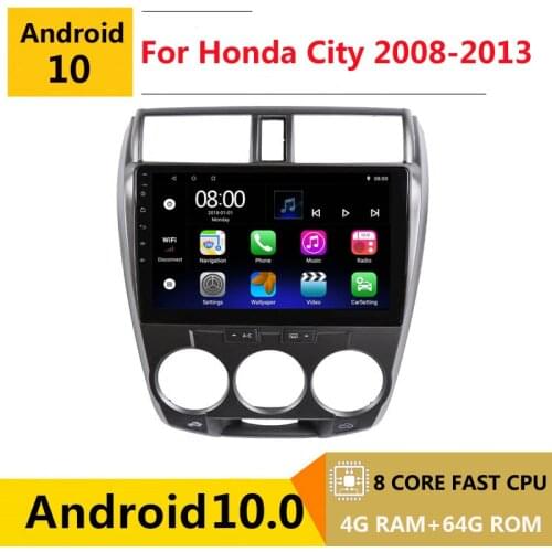 2 din 8 core android 10 car radio auto stereo for honda City Grace 2008 2009 2010 - 2013 navigation GPS DVD Multimedia Player