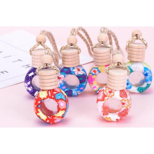2021 Car Hanging Perfume Pendant Fragrance Air Freshener Empty Glass Bottle For Essential Oils Diffuser Automobiles Ornaments