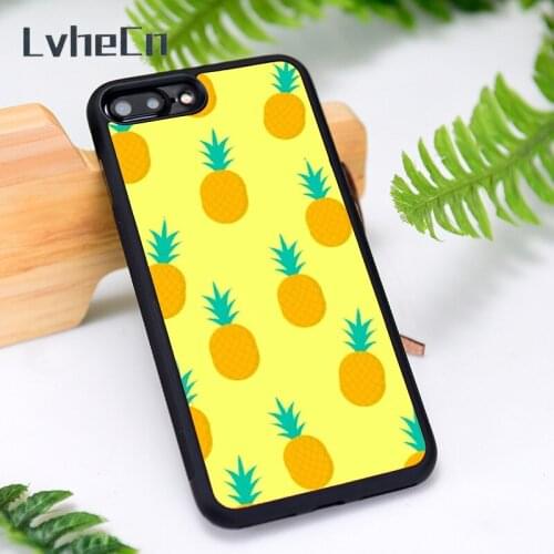 LvheCn Silicone Rubber Phone Case Cover for iPhone 6 6S 7 8 Plus X XS XR 11 12 Mini Pro Max Yellow Pineapples Pattern