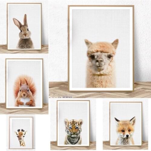 Kid Nursery Poster Cute Animal Canvas Prints Kids Room Decoration Wall Painting for Interior Alpaca Giraffe Picture for Interior