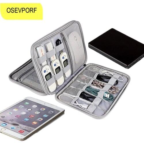 For Data Cables Earphone Mobile Hard Disk Digital Organzier Double Layer Portable Power Bank Carrying Pouch for Mouse Wires