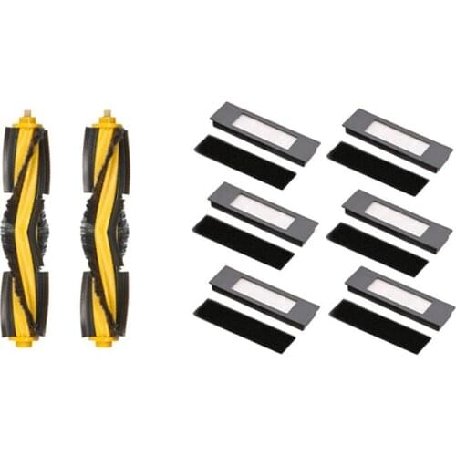 EAS-2Pc Robot Vacuum Cleaner Roller Brush For Ecovacs Deebot OZMO 950 & 6Pcs Filters Sponges Set