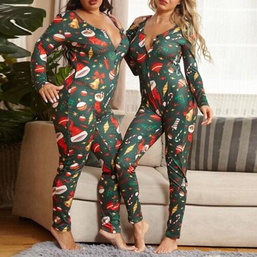 Kigurumi Single Breasted Cartoon Lingerie Onesies For Adults New Year Eve Christmas Sexy Sleepwear Long Romper Pajamas Plus Size