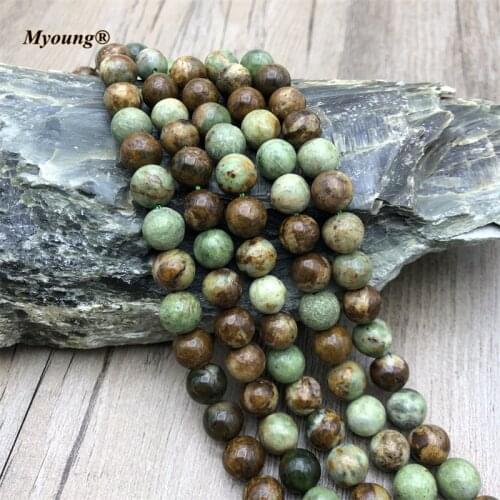 Round Natural Green Opal Stone Loose Beads For Jewelry Making DIY Bracelet Necklace 5Strands/Lot MY210510