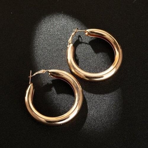 Large Gold Hoop Earrings Korean Fashion Earrings for Women 2020 Simple Exaggerated Thick Round Earrings Earring Luxury Jewelry