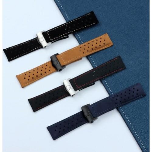 Frosted Calfskin Leather Strap for -TAG- HEUER- MONACO CARRERA Series Soft WatchBand Wrist Bracelet Accessories Watch 22 mm