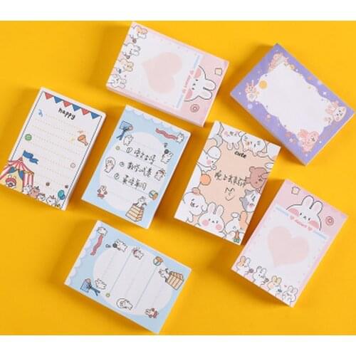 Cute Rabbit Sticky Notes N Times Posted Memo Sheets Tearable Stationery Memo Pad Kawaii Student Planner Sticker School Supplies