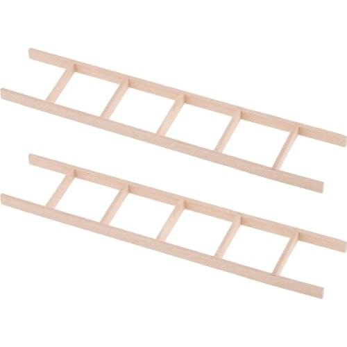 Miniature Straight Wooden Ladder For Dollhouse Outdoor Accessories 2 Piece