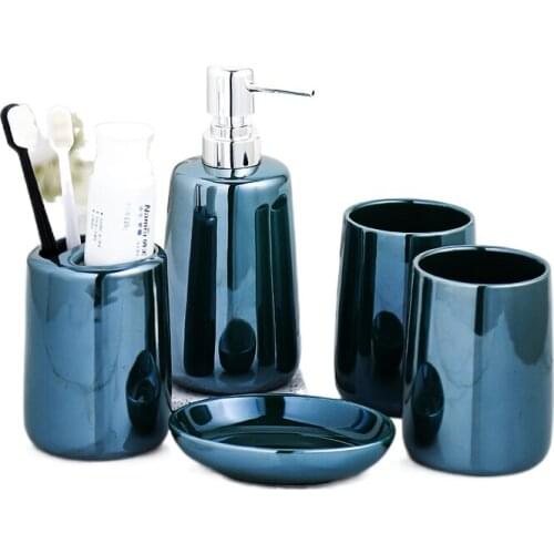 Bathroom five-piece set soap dish mouthwash cup toothbrush cup lotion bottle set home hotel toiletries