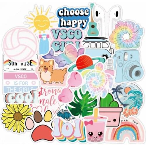 50Pcs/Pack Cute Girls Cartoon Vsco Sticker DIY for Laptop Luggage Guitar Skateboard Toy Waterproof Kawaii Girls Decal Stickers