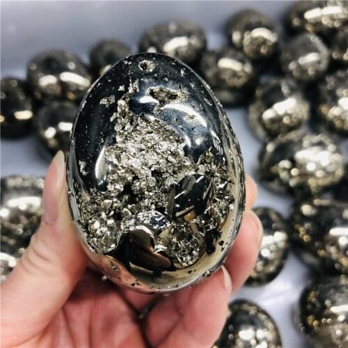 Natural beautiful chalcopyrite quartz crystal egg polishing stone healing natural stone and minerals