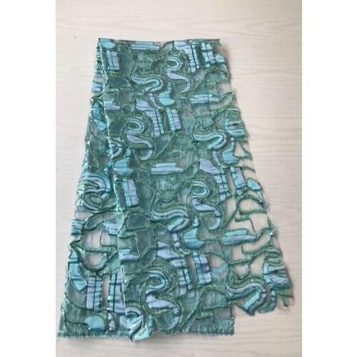 Latest African Brocade Lace Fabrics With Jacquard Weave French Organza Tulle Material Cloth Nigerian For Sewing Party Dress QOJ5