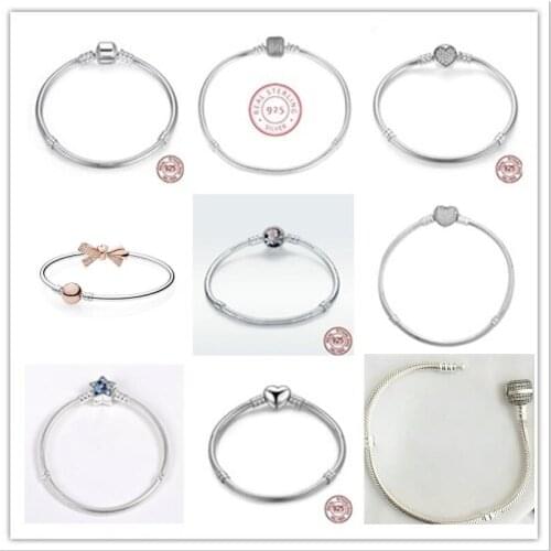 Original 925 Sterling Silver Moments Pave Heart Clasp With Crystal Pan Bracelet Bangle Fit Bead Charm Diy Europe Jewelry
